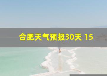 合肥天气预报30天 15